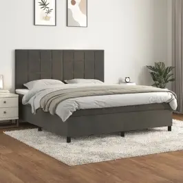 Atsperu Gulta Ar Matraci, Tumši Pelēka Samts, 180X200 Cm Vidaxl Atsperu Gulta Ar Matraci, Tumši Pelēka Samts, 180X200 Cm Vidaxl