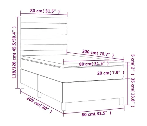 Atsperu Gulta Ar Matraci, Tumši Zils Samts, 80X200 Cm Vidaxl