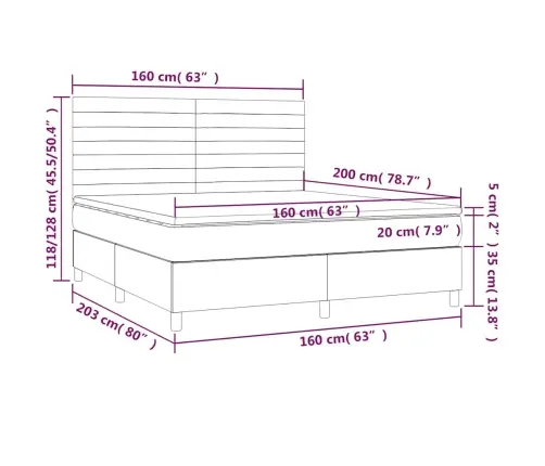 Kontinentaalvoodi Madratsiga, Tumeroheline, 160X200 cm Samet