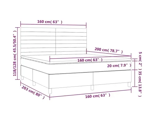 Atsperu Gulta Ar Matraci, Tumši Zils Samts, 160X200 Cm Vidaxl