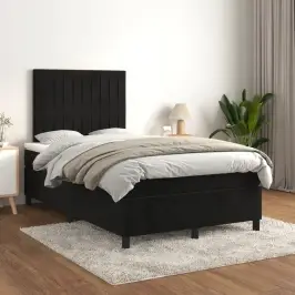 Atsperu Gulta Ar Matraci, Melna Samts, 120X200 Cm Vidaxl Atsperu Gulta Ar Matraci, Melna Samts, 120X200 Cm Vidaxl