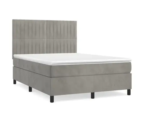 Kontinentaalvoodi Madratsiga, Helehall, 140X190 cm Samet