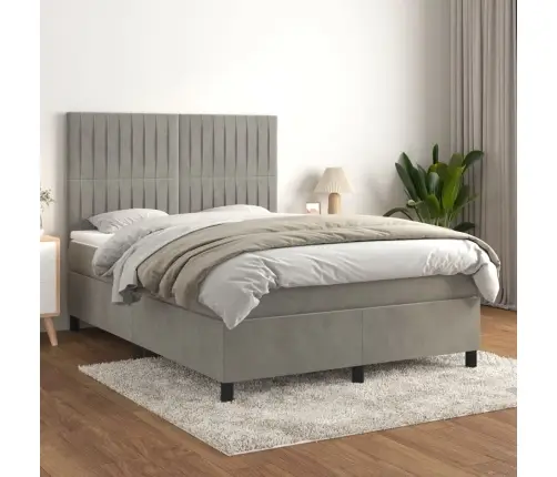 Kontinentaalvoodi Madratsiga, Helehall, 140X190 cm Samet