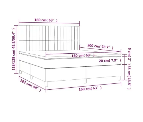 Kontinentaalvoodi Madratsiga, Tumeroheline, 160X200 cm Samet