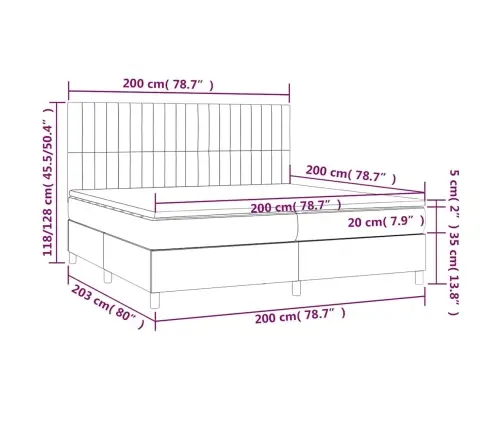 Atsperu Gulta Ar Matraci, Tumši Zils Samts, 200X200 Cm Vidaxl