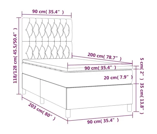 Atsperu Gulta Ar Matraci, Tumši Zaļš Samts, 90X200 Cm Vidaxl