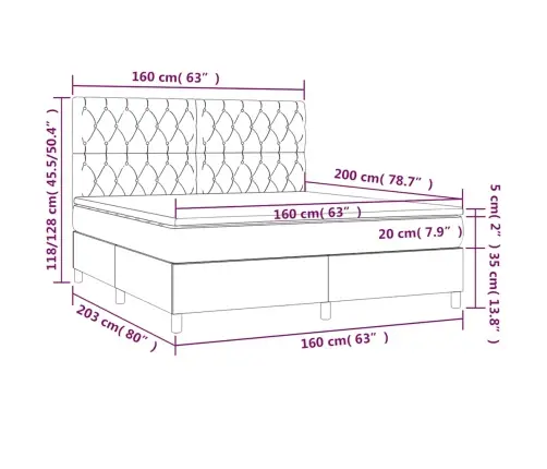 Atsperu Gulta Ar Matraci, Tumši Zaļš Samts, 160X200 Cm Vidaxl