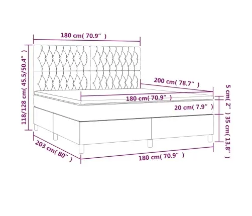 Atsperu Gulta Ar Matraci, Tumši Zils Samts, 180X200 Cm Vidaxl