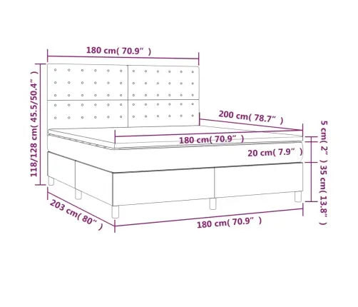 Atsperu Gulta Ar Matraci, Tumši Zils Samts, 180X200 Cm Vidaxl
