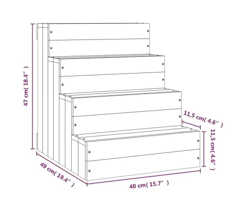 Kāpnes Mājdzīvniekiem, Baltas, 40X49X47 Cm, Priedes Masīvkoks Vidaxl
