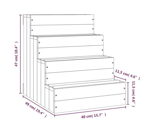 Kāpnes Mājdzīvniekiem, Brūnas, 40X49X47 Cm, Priedes Masīvkoks Vidaxl