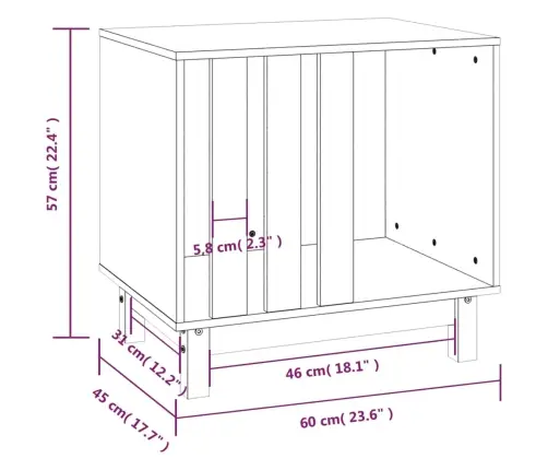 Koerakuut, Valge, 60 X 45 X 57 cm Männipuit