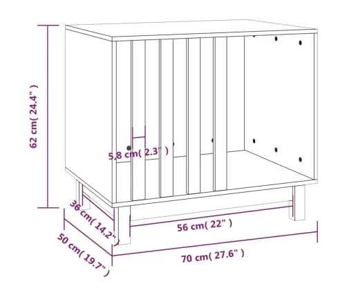 Suņu Mājiņa, Balta, 70X50X62 Cm, Priedes Masīvkoks Vidaxl