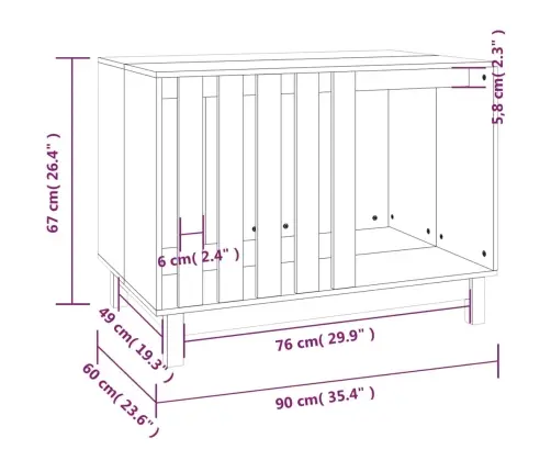 Suņu Mājiņa, 90X60X67 Cm, Priedes Masīvkoks Vidaxl