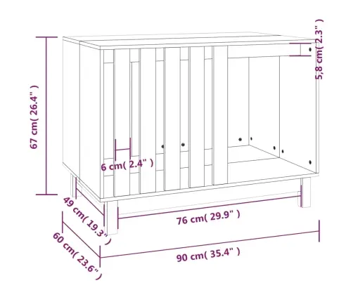 Koerakuut, Valge, 90 X 60 X 67 cm Männipuit