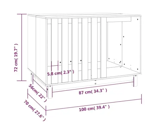 Koerakuut, Valge, 100 X 70 X 72 cm Männipuit