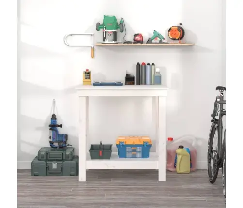 Tööpink, Valge, 80 X 50 X 80 cm Männipuit