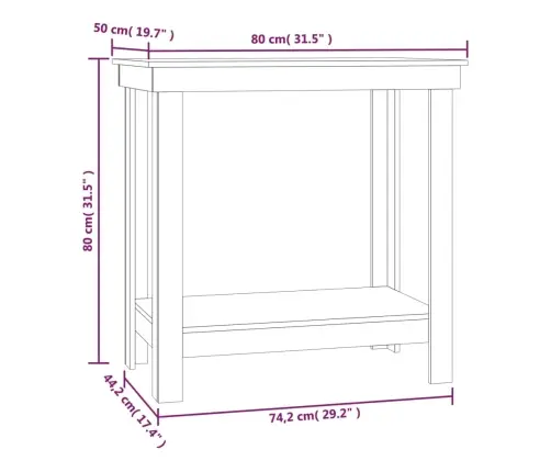Tööpink, Valge, 80 X 50 X 80 cm Männipuit