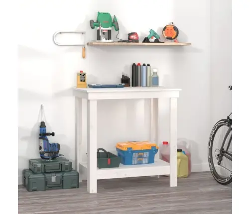 Tööpink, Valge, 80 X 50 X 80 cm Männipuit