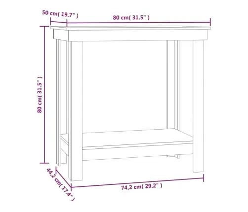 Darbastalis, Pilkas, 80X50X80cm Pušies Medienos Masyvas