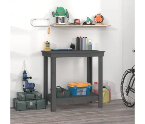 Darbastalis, Pilkas, 80X50X80cm Pušies Medienos Masyvas