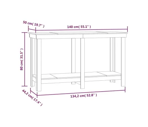 Tööpink, Meepruun, 140X50X80 cm Männipuit