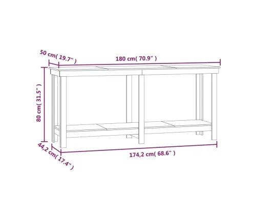 Darbagalds, Pelēks, 180X50X80 Cm, Priedes Masīvkoks Vidaxl