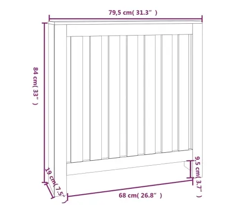 Radiatora Pārsegs, Pelēks, 79,5X19X84 Cm, Priedes Masīvkoks Vidaxl