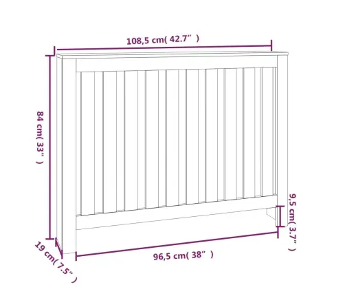 Radiatora Pārsegs, 108,5X19X84 Cm, Priedes Masīvkoks Vidaxl