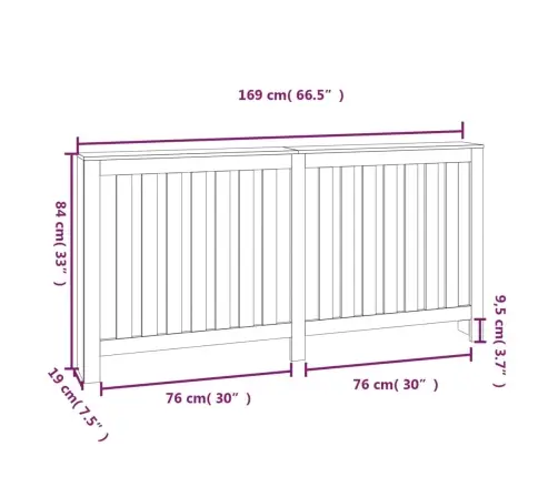 Radiatora Pārsegs, 169X19X84 Cm, Priedes Masīvkoks Vidaxl