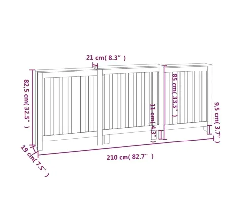 Radiatoriaus Uždangalas, Baltas, 210X21X85cm Pušies Masyvas