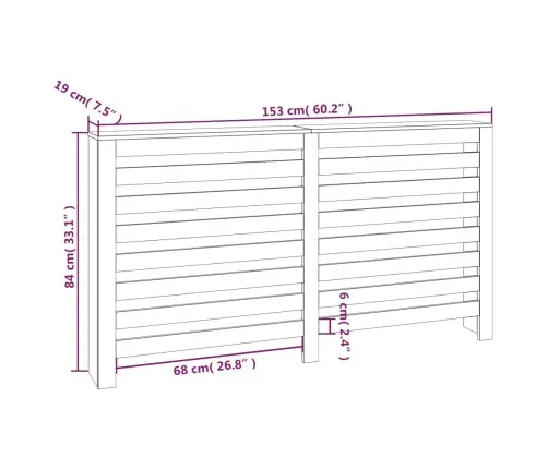 Radiatoriaus Uždangalas, Baltas, 153X19X84cm Pušies Masyvas