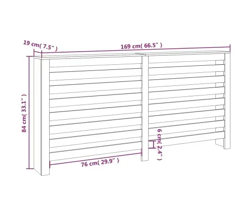 Radiatora Pārsegs, Balts, 169X19X84 Cm, Priedes Masīvkoks Vidaxl