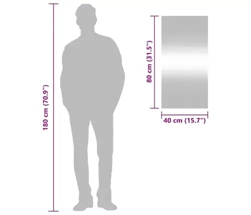 Sienas Spogulis, 40X80 Cm, Stikls, Taisnstūra Vidaxl