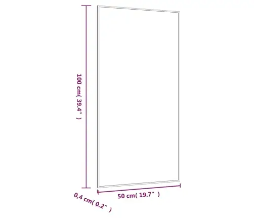 Sienas Spogulis, 50X100 Cm, Stikls, Taisnstūra Vidaxl