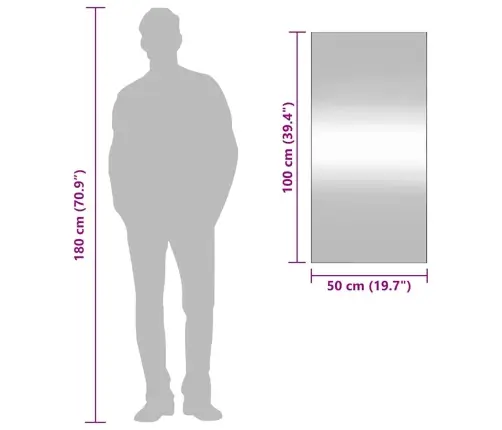 Sienas Spogulis, 50X100 Cm, Stikls, Taisnstūra Vidaxl
