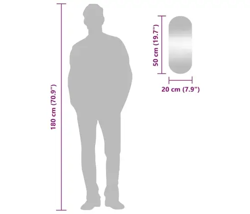 Sienas Spogulis, 20X50 Cm, Stikls, Ovāls Vidaxl