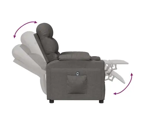 Elektrinis Atlošiamas Krėslas, Tamsiai Pilkos Spalvos, Audinys