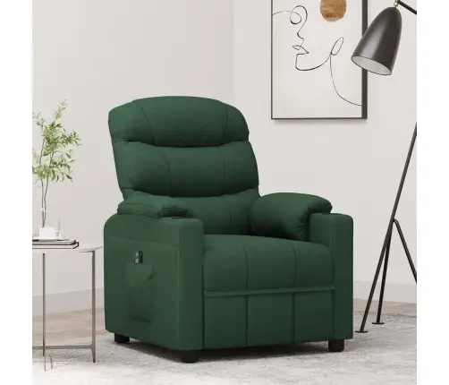 Elektrisks Atpūtas Krēsls, Atgāžams, Tumši Zaļš Audums Vidaxl