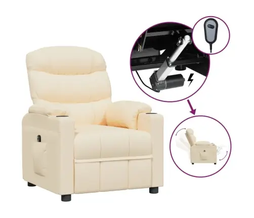 Elektrinis Atlošiamas Krėslas, Kreminės Spalvos, Audinys