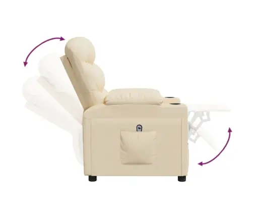 Elektrinis Atlošiamas Krėslas, Kreminės Spalvos, Audinys