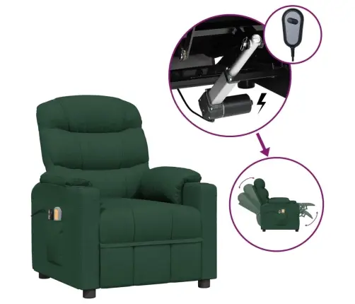 Elektrinis Masažinis Krėslas, Tamsiai Žalios Spalvos, Audinys