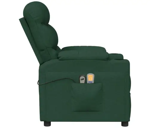 Elektrinis Masažinis Krėslas, Tamsiai Žalios Spalvos, Audinys