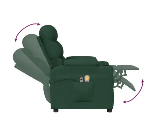 Elektrinis Masažinis Krėslas, Tamsiai Žalios Spalvos, Audinys