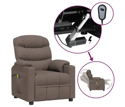 Elektrisks Masāžas Krēsls, Pelēkbrūns Audums Vidaxl