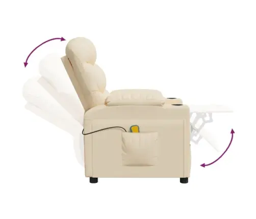 Elektrinis Masažinis Krėslas, Kreminės Spalvos, Audinys