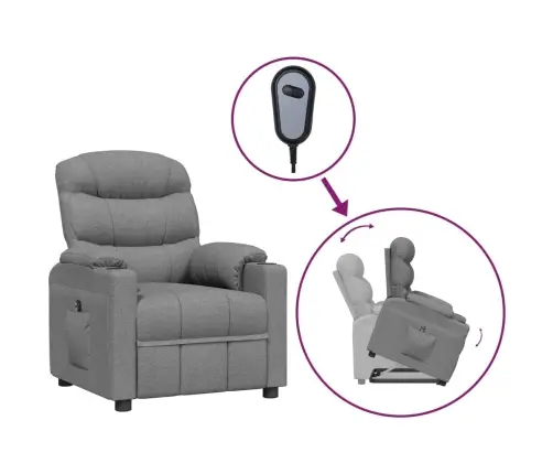 Atpūtas Krēsls, Paceļams, Gaiši Pelēks Audums Vidaxl