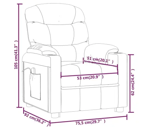 Masāžas Krēsls, Paceļams, Pelēkbrūns Audums Vidaxl