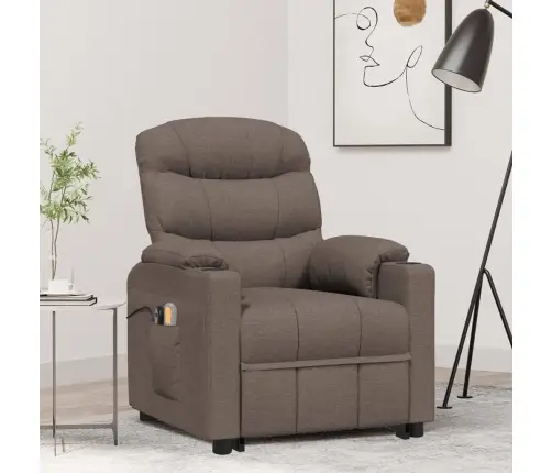 Masāžas Krēsls, Paceļams, Pelēkbrūns Audums Vidaxl