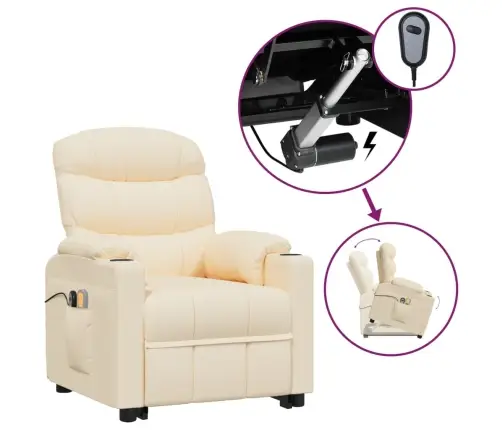 Masāžas Krēsls, Paceļams, Krēmkrāsas Audums Vidaxl